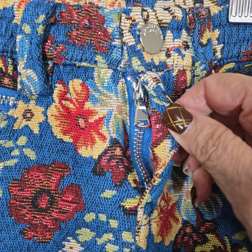 Rockstar Original Finn Slim Flare Tapestry Pants Boys sz 5T Blue Multi Floral - Picture 5 of 16